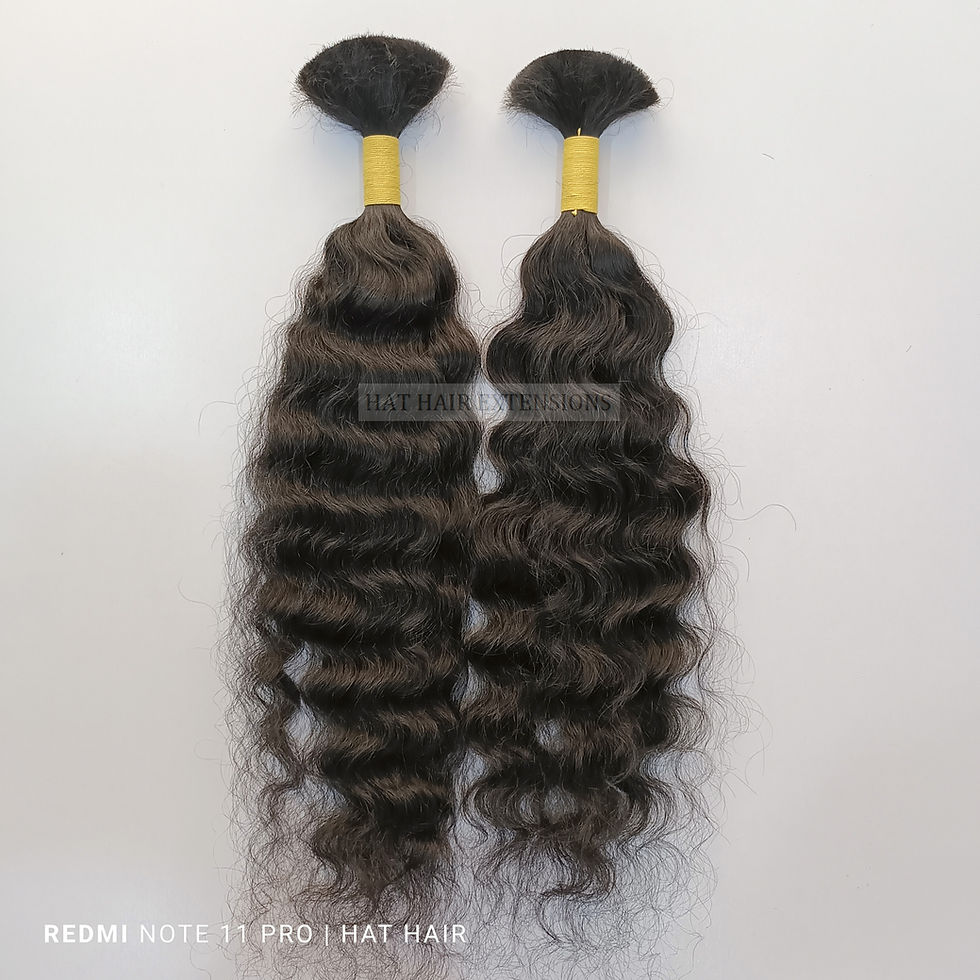 Miniatura: non-sewn bulk curly human hair extensions