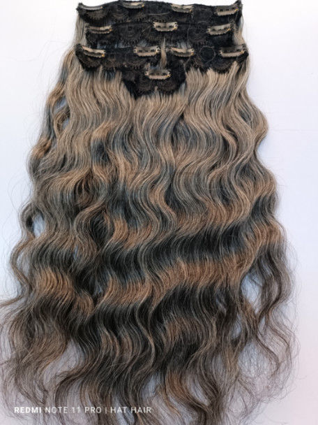 Thumbnail: Grey salt and pepper clip in extensions