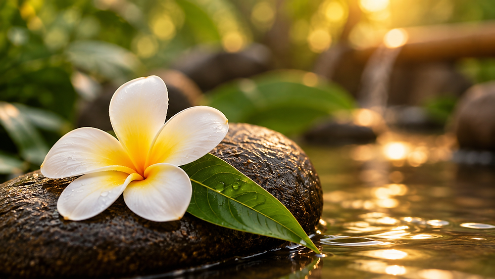 Eye-level view of a tranquil Thai massage room with soft lighting and calming decor