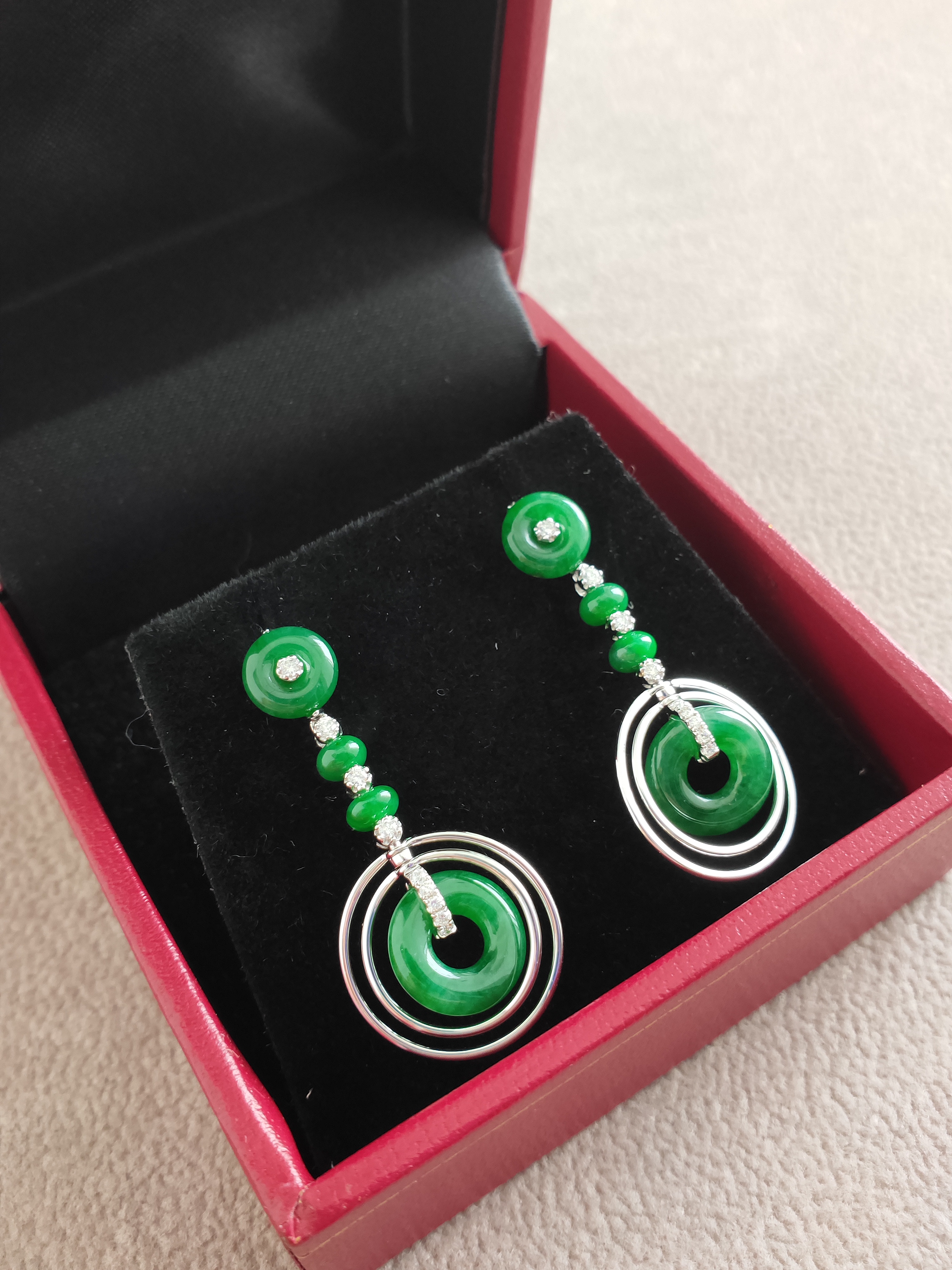 Drilled Beads Earring Natural Jadeit