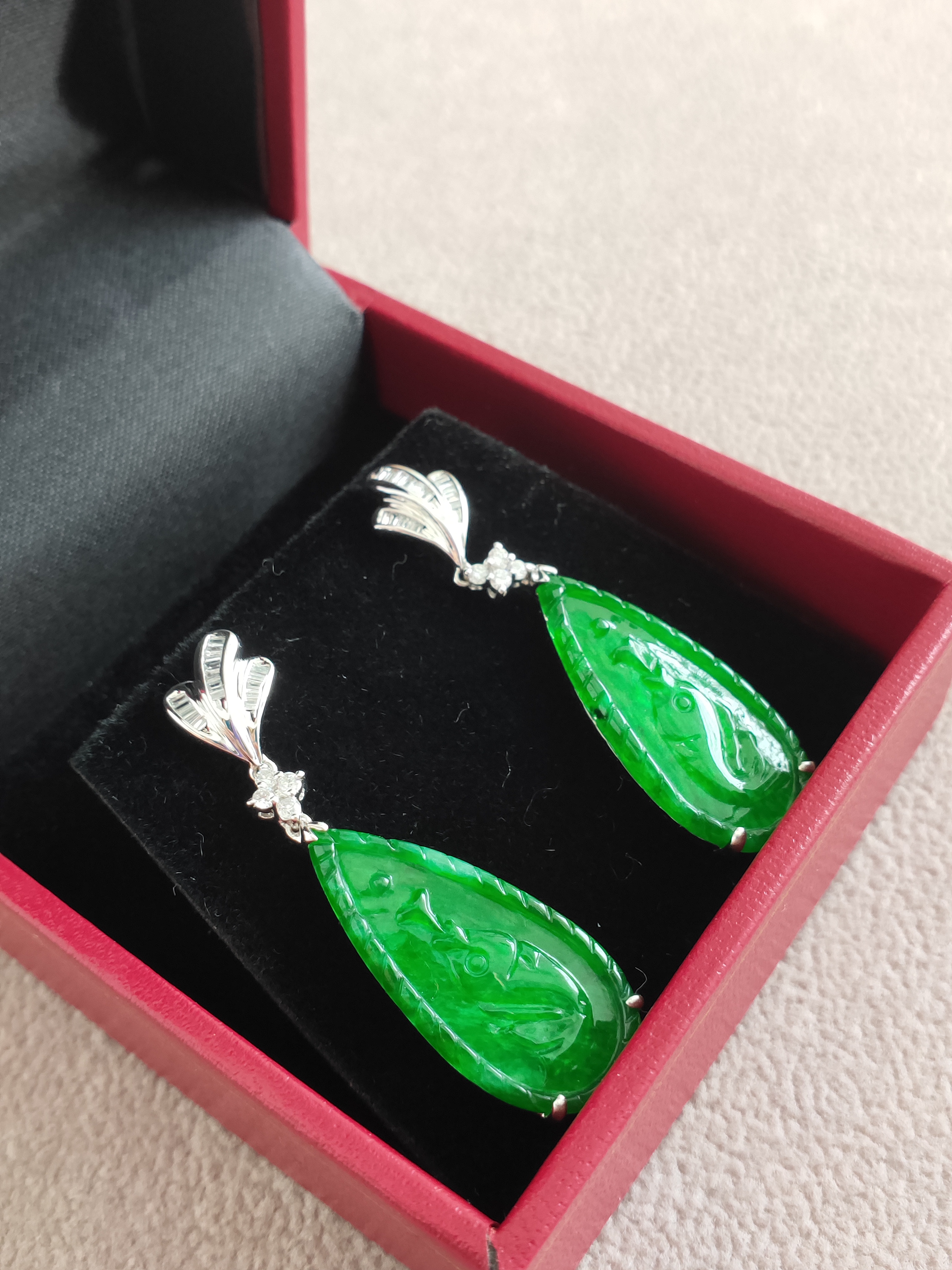 Pear Shape earring Natural Jadeite (