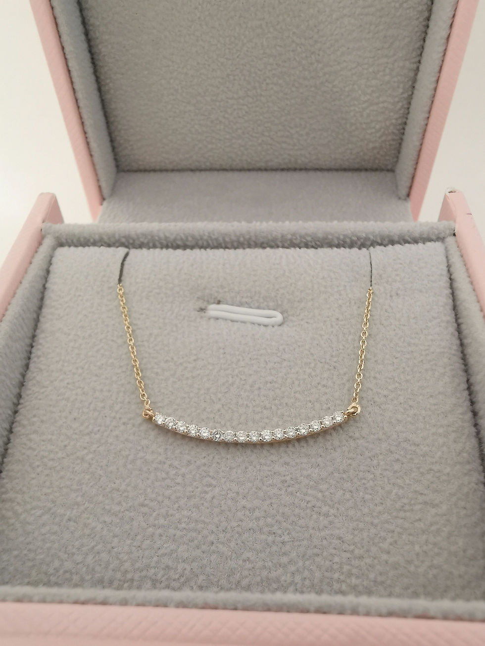 Thumbnail: Curved Diamond bar necklace