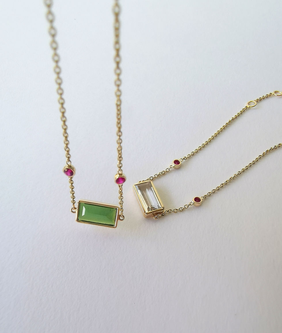 Thumbnail: Green Tourmaline and Ruby bracelet