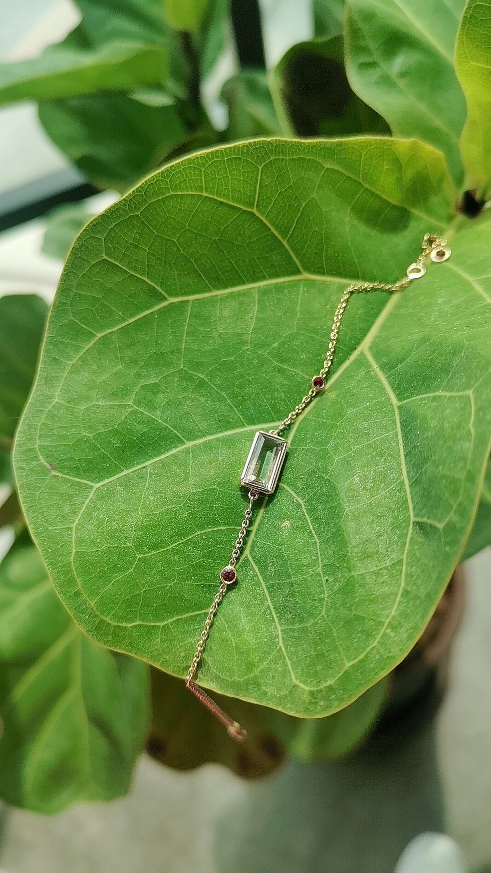 Thumbnail: White Topaz and Ruby bracelet 