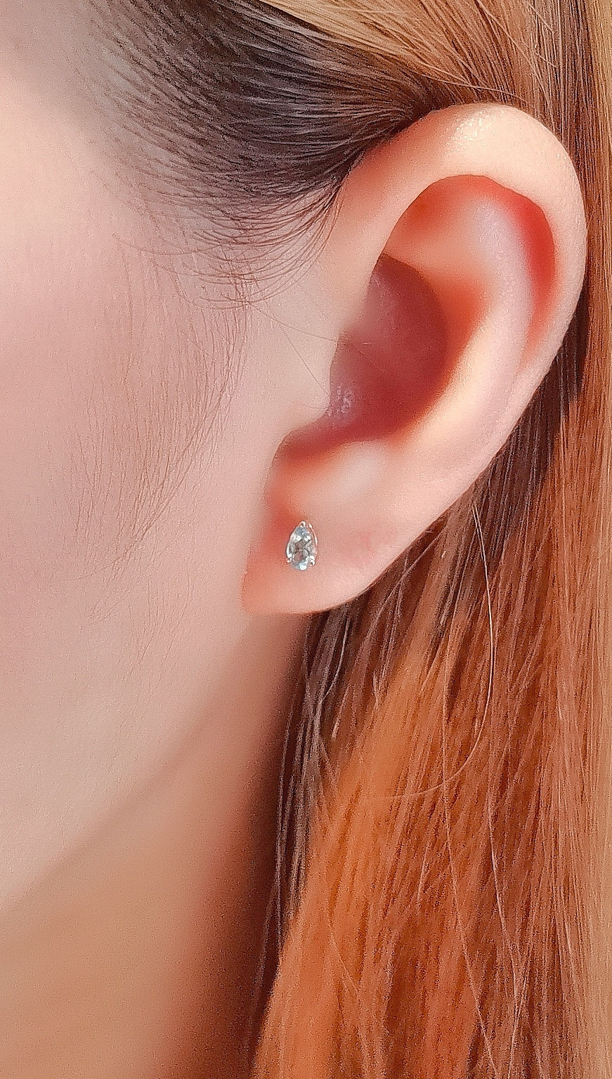 Thumbnail: Aquamarine pear shaped solitaire studs