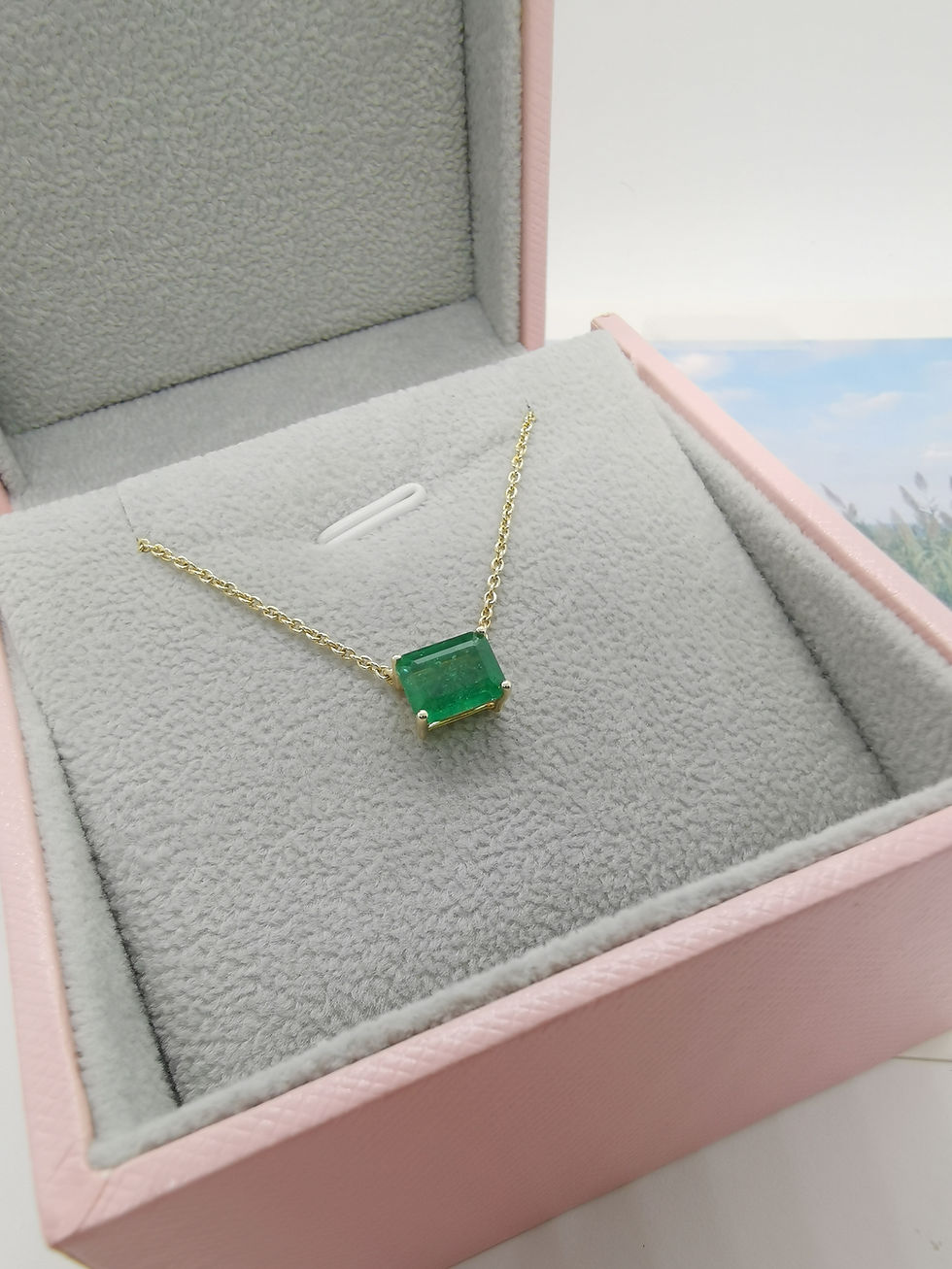 Thumbnail: Emerald cut Emerald necklace (DM for price) 