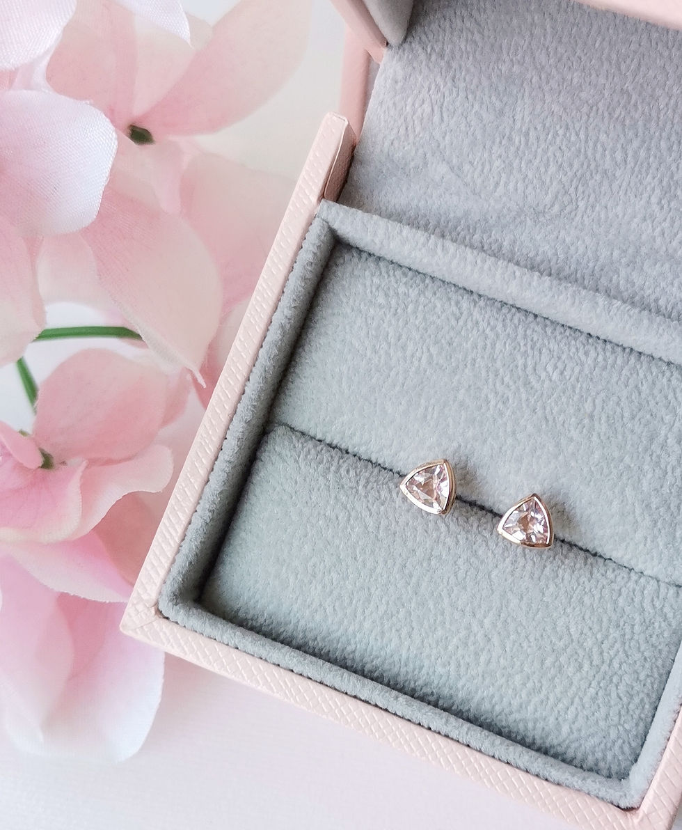 Thumbnail: Trillion cut Bezel studs (Morganite) 