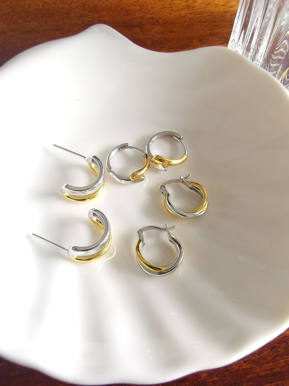 Thumbnail: Noelle 2 tones cuff style earrings