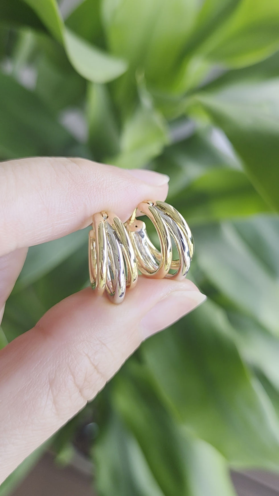 Thumbnail: 18K Multi Gold Triple Hoop earrings