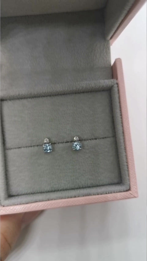 Thumbnail: Aquamarine and Diamond studs