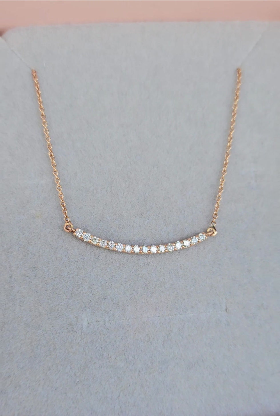 Thumbnail: Curved Diamond bar necklace