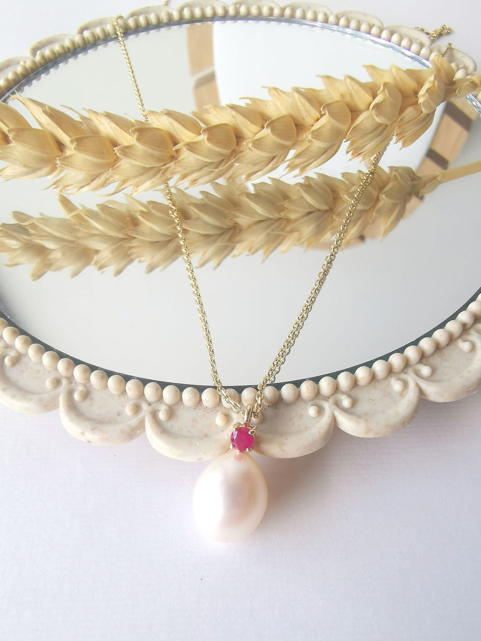 Thumbnail: Long Baroque Pearl & Gemstone necklace