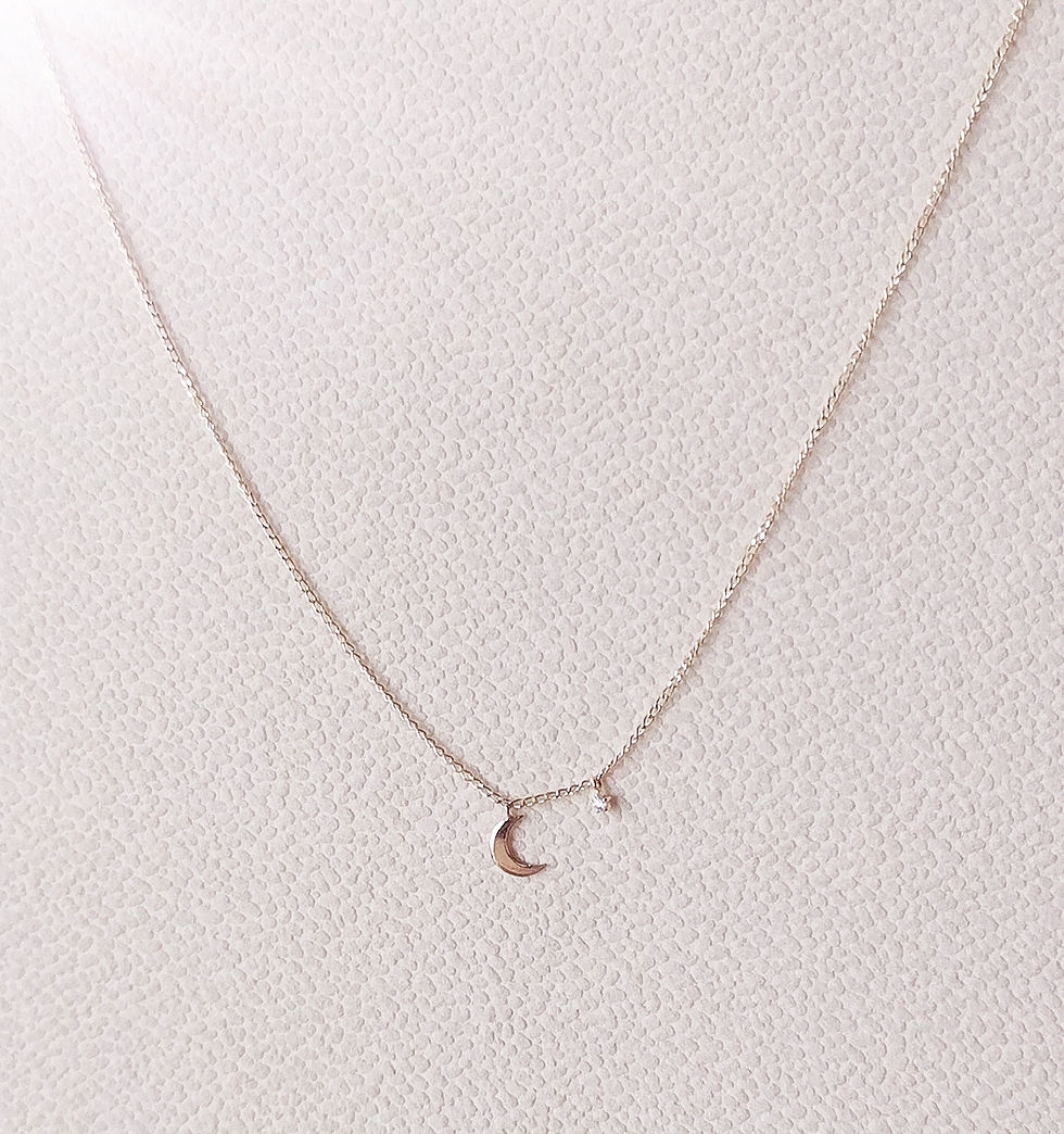Thumbnail: Mini crescent & diamond star necklace