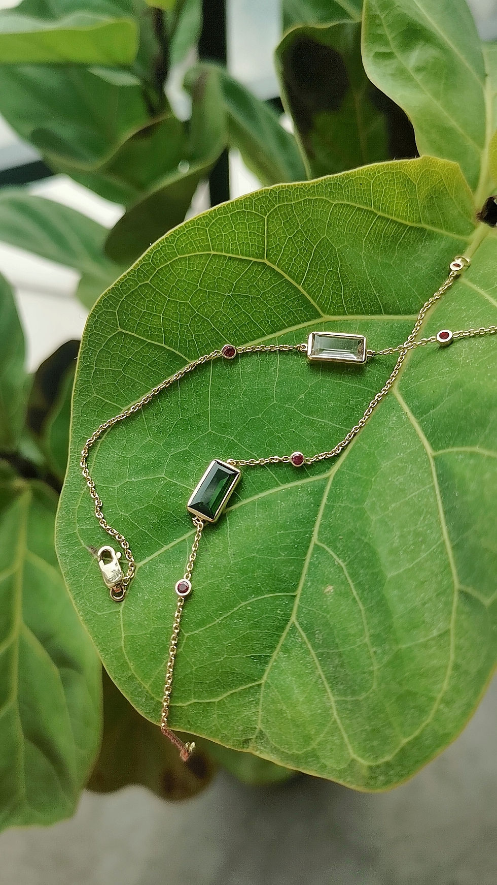 Thumbnail: White Topaz and Ruby bracelet 