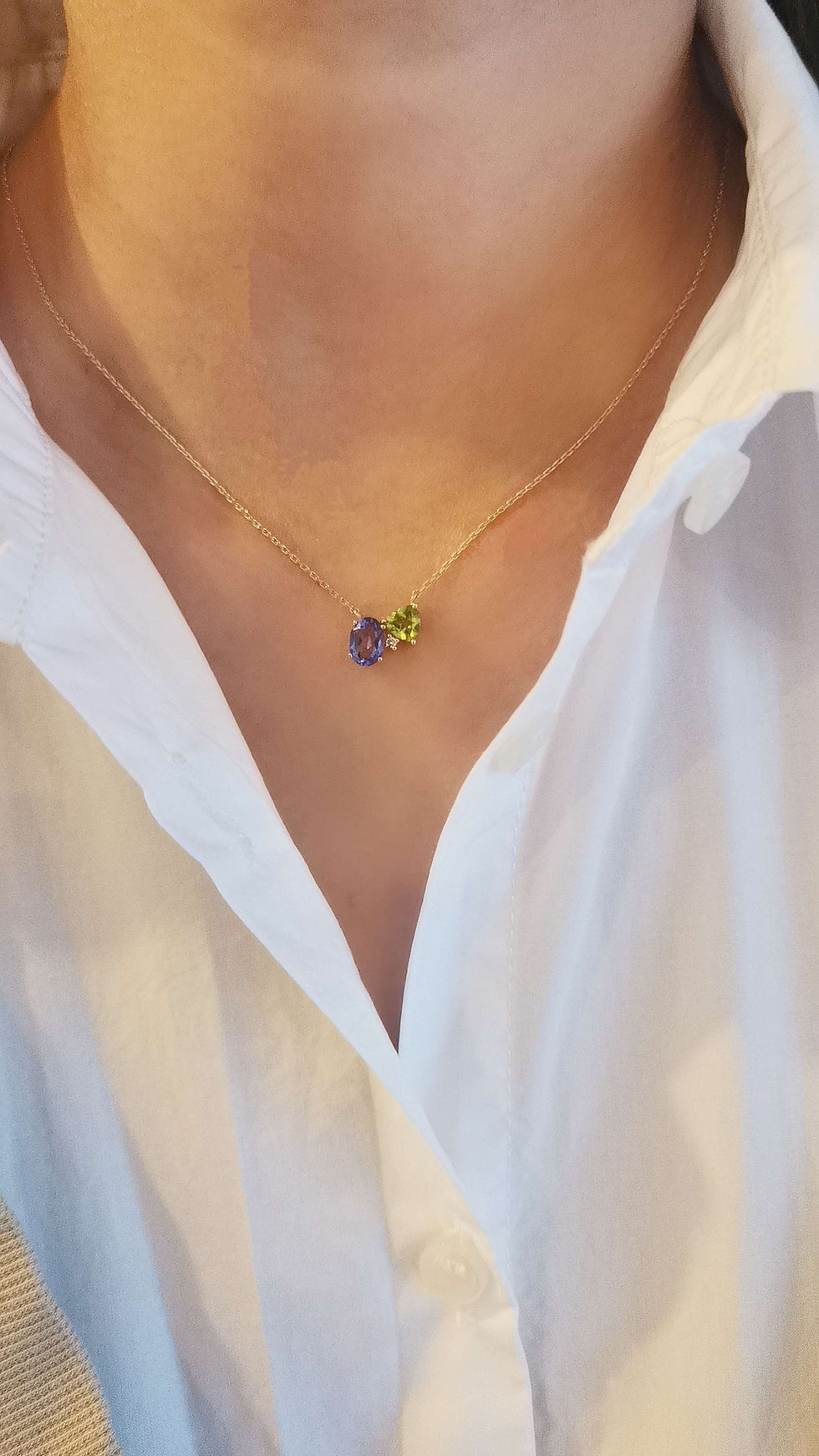 Thumbnail: HARMONY necklace (Peridot, Blue Topaz & Diamond) 