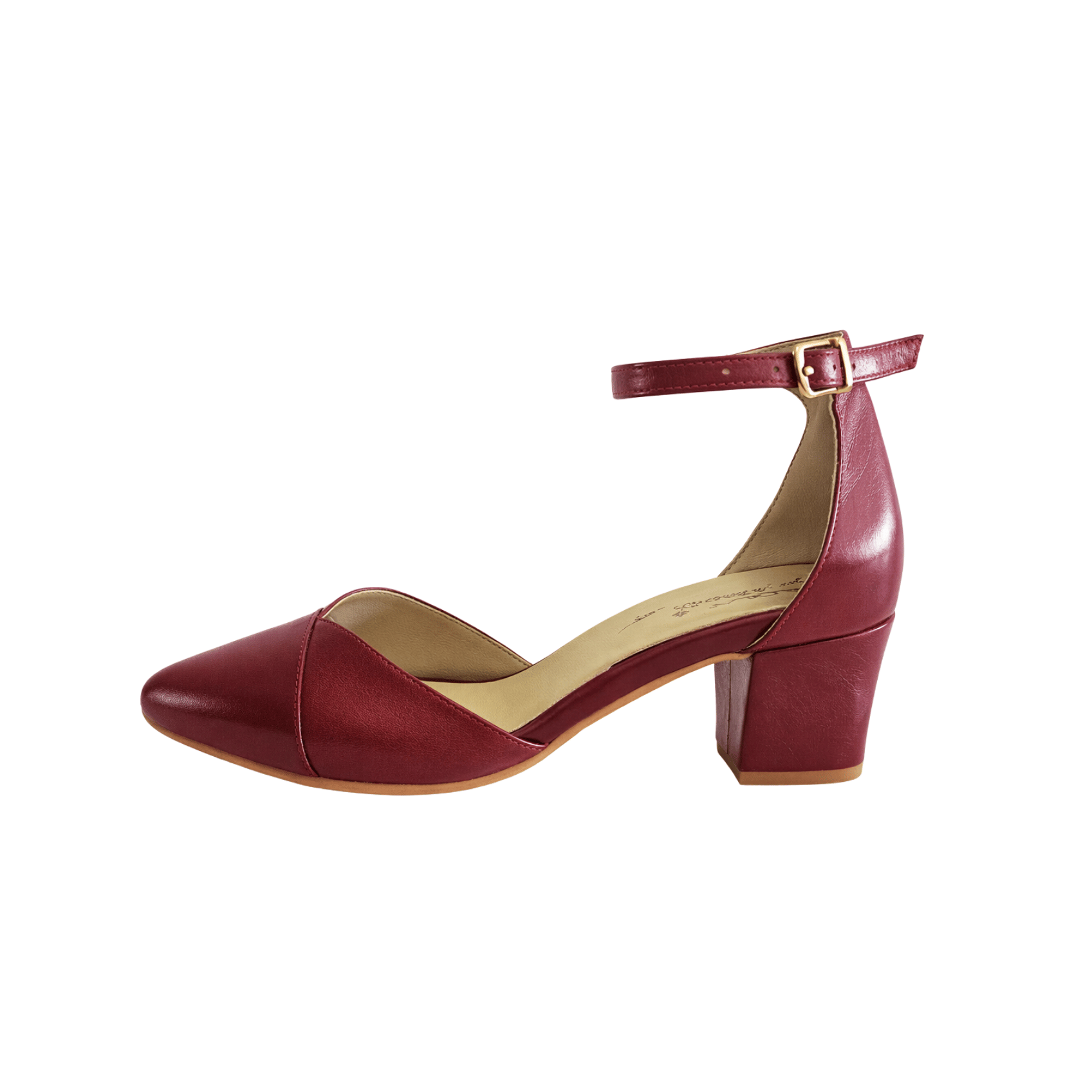 נעלי עקב מחודדות עם רצועת קרסול – בורדו