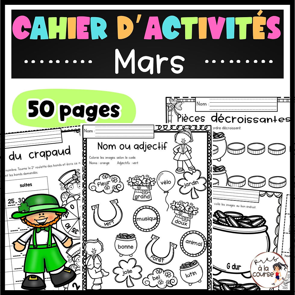 Cahier d'activités de mars Saint-Patrick et nutrition