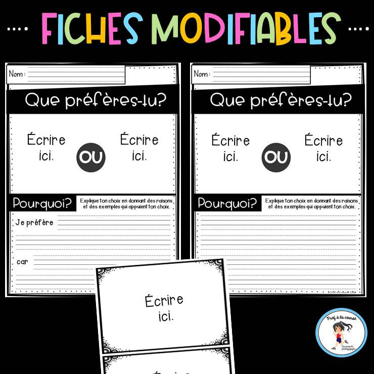 Miniature : Cartes pour ateliers d'écriture - Que préfères-tu?