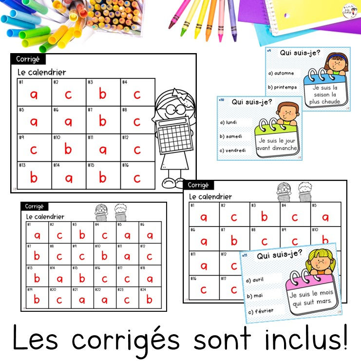 Miniature : Calendrier jours, mois et saisons cartes à tâches