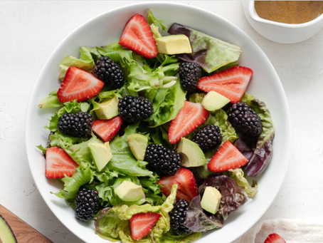Avocado Berry Salad with Kombucha Vinaigrette