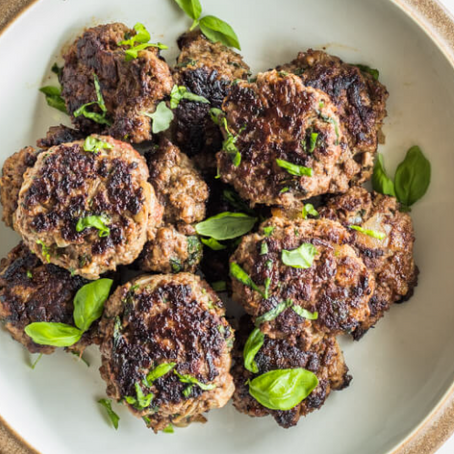 Chicken Liver, Beef and Basil Mini Patties