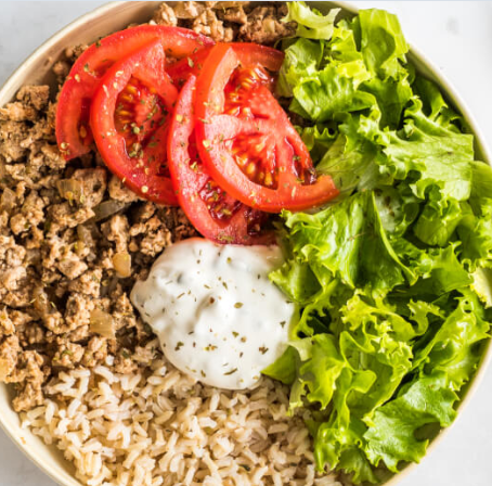 Greek Turkey, Rice Tzatziki Bowl