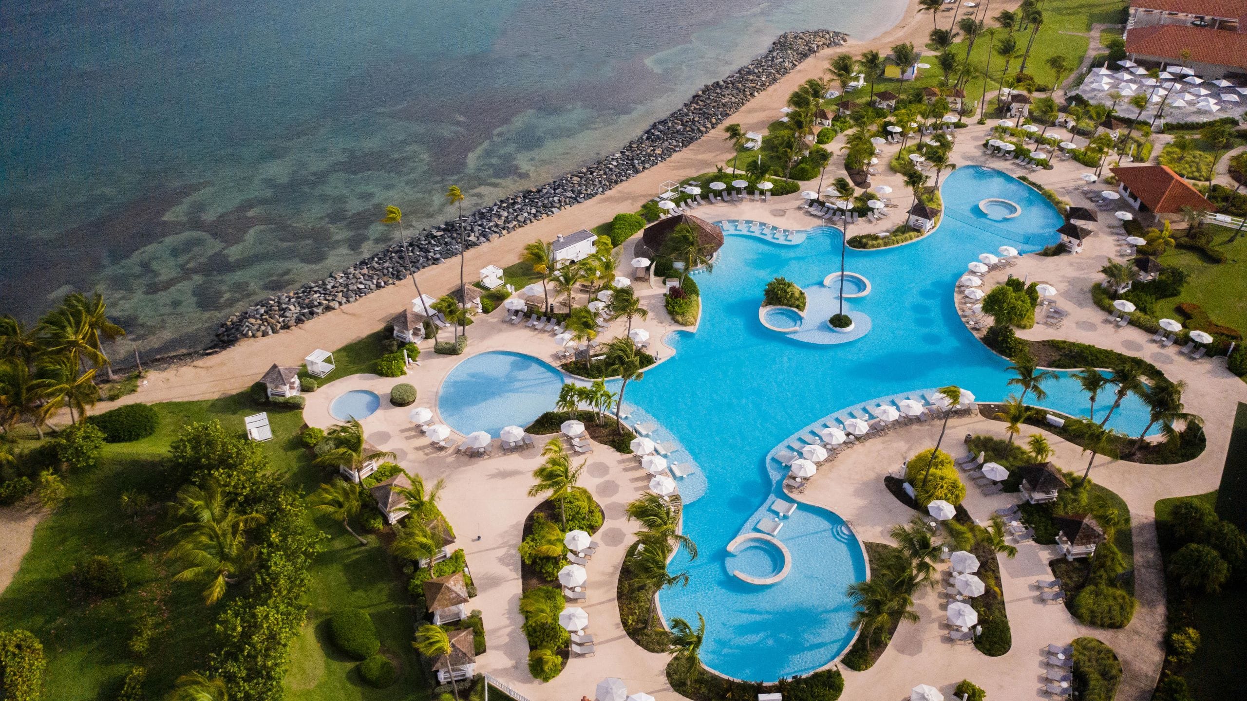 Aerial view of Hyatt Regency Grand Reserve Puerto Rico with its beach and pool