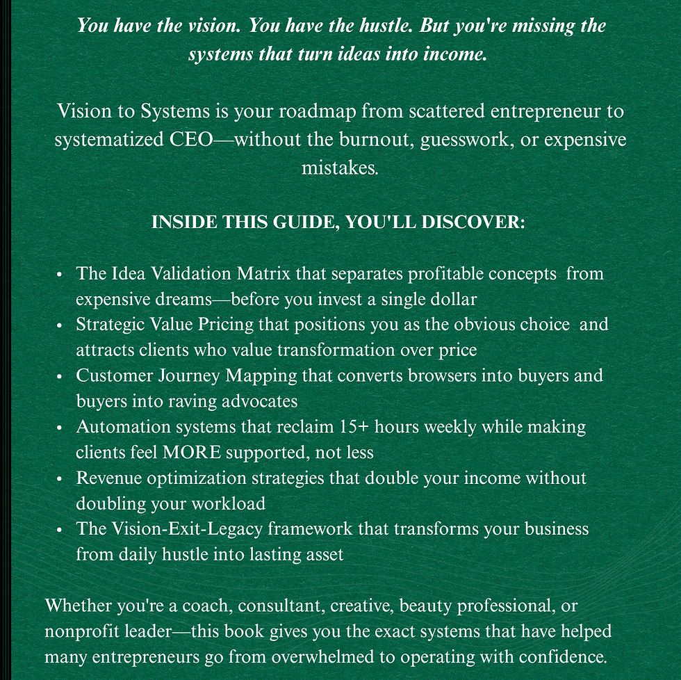 Vision-to-systems book by CEO - back cover