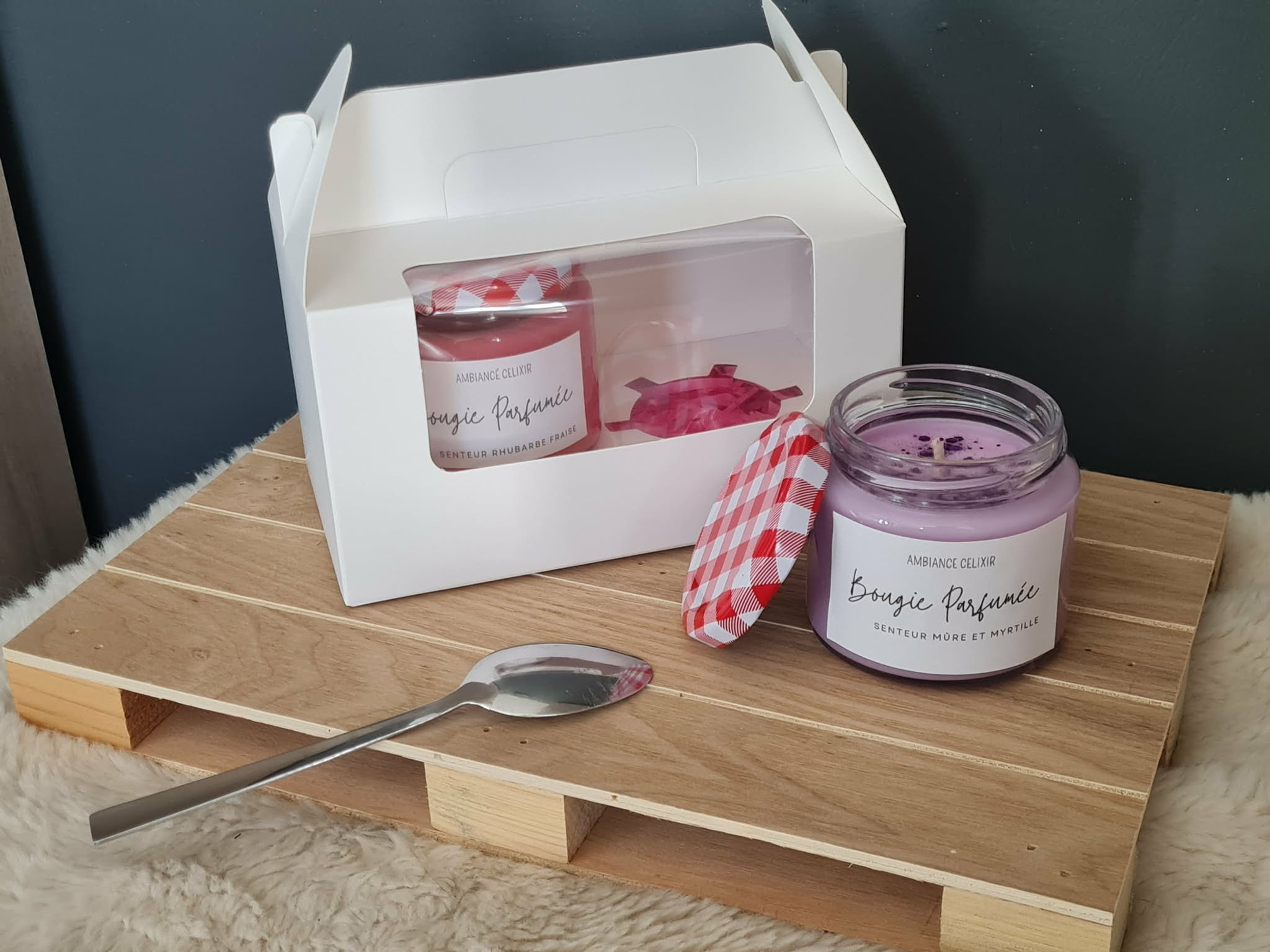 Coffret "Rustique Gourmand" senteur Rhubarbe Fraise et Mûre et Myrtille