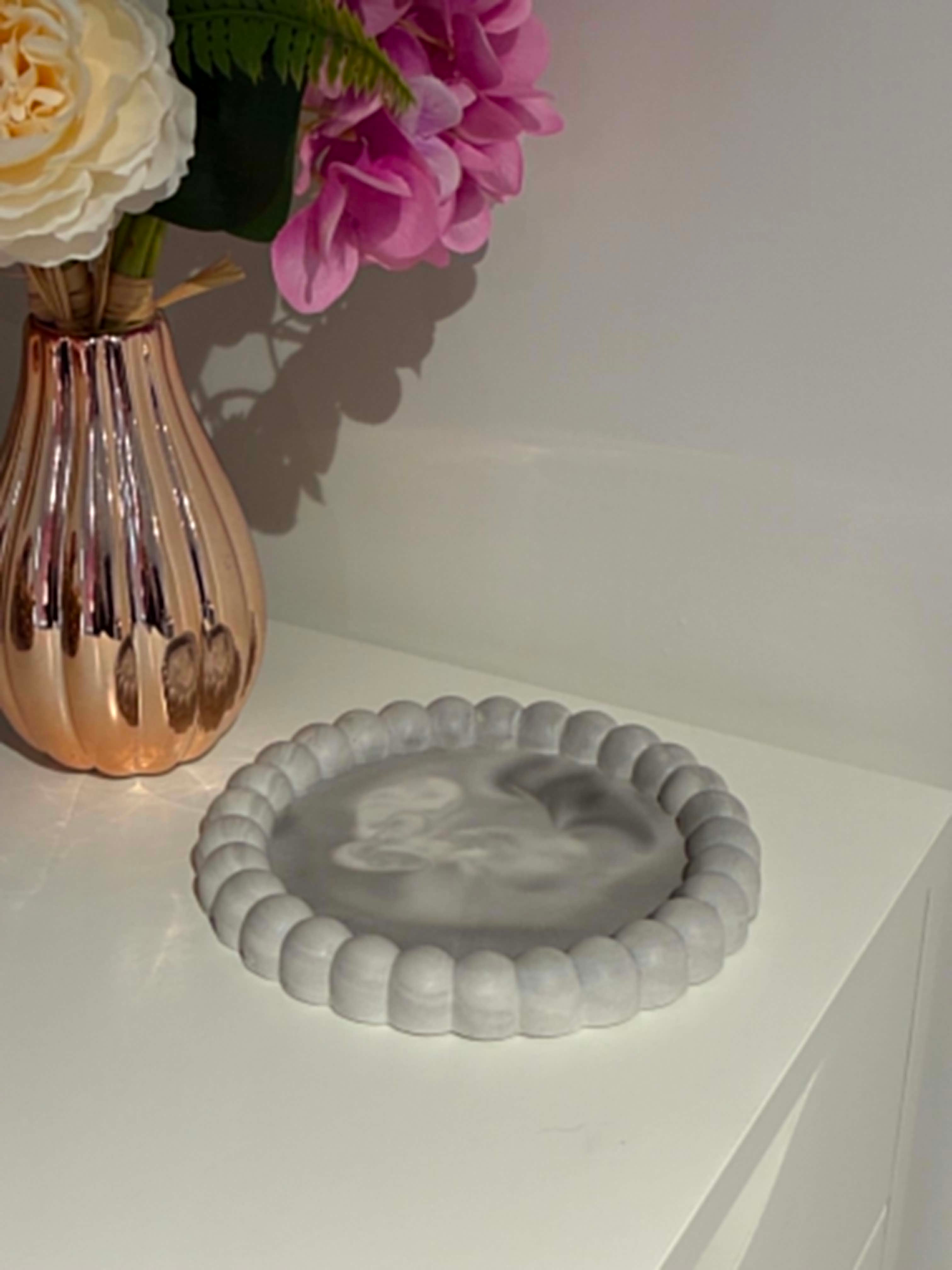 Plateau "Maya" Gris & Blanc