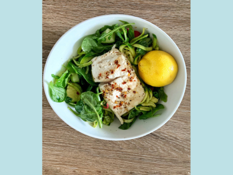 Baked Halibut w Zoodles