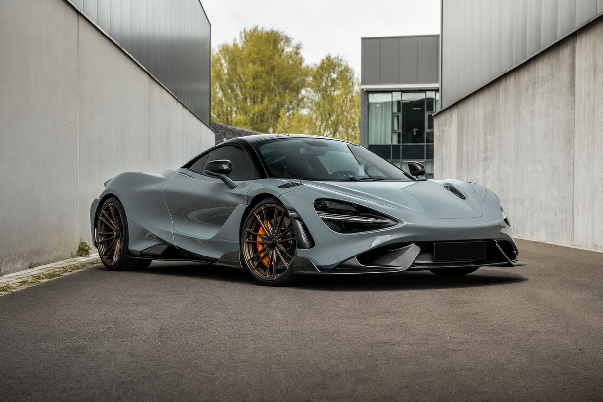 McLaren 765LT com rodas Vossen MC3 Novitec x Vossen, acabamento Satin Bronze e visual forjado premium para superesportivo de alto desempenho.