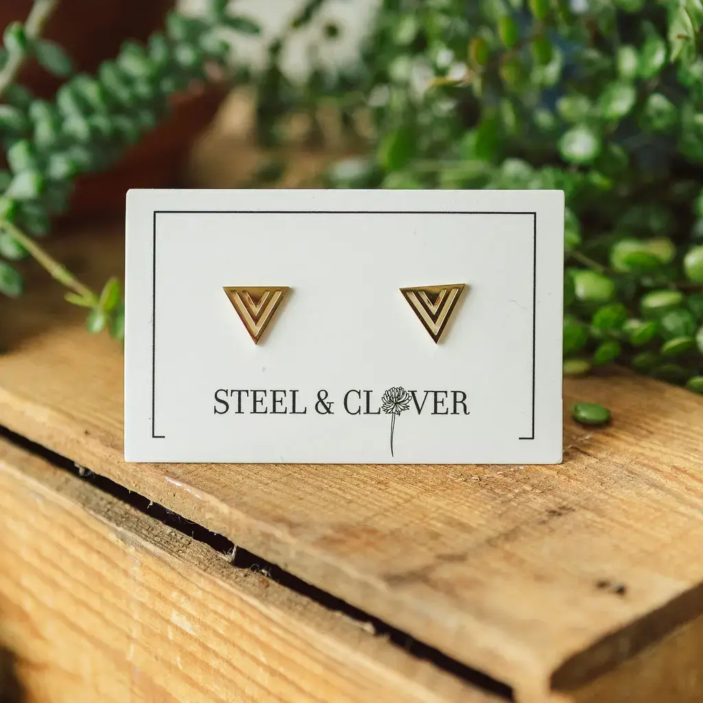 Steel & Clover | Pinnacle Triangle Stud Earrings