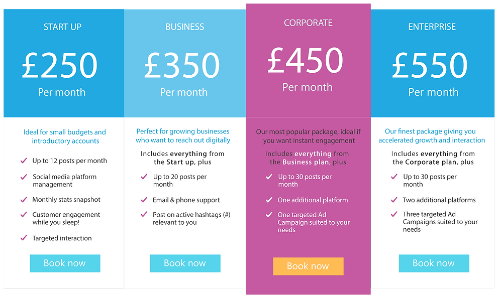 Social Media management prices