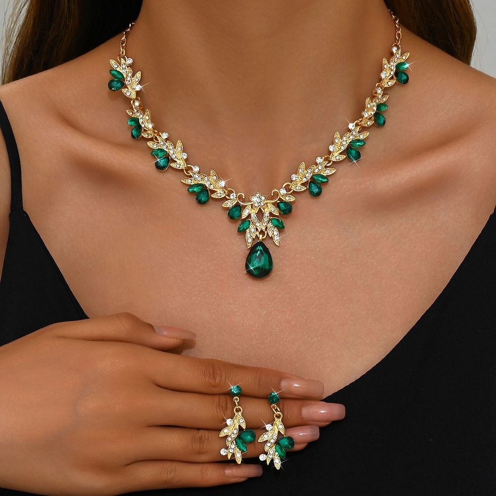 Thumbnail: 3pcs New Fashion Necklace Sets for Women Waterdrop Collar Choker Necklace Earrin