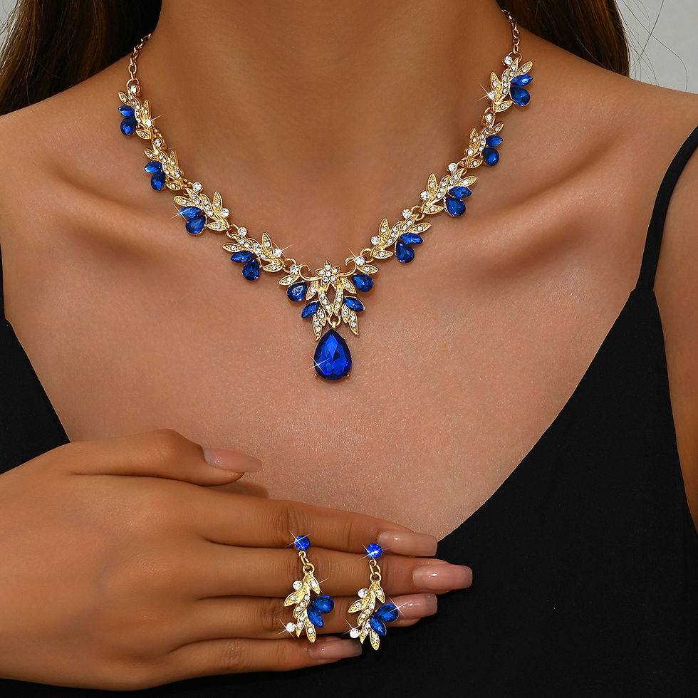 Thumbnail: 3pcs New Fashion Necklace Sets for Women Waterdrop Collar Choker Necklace Earrin
