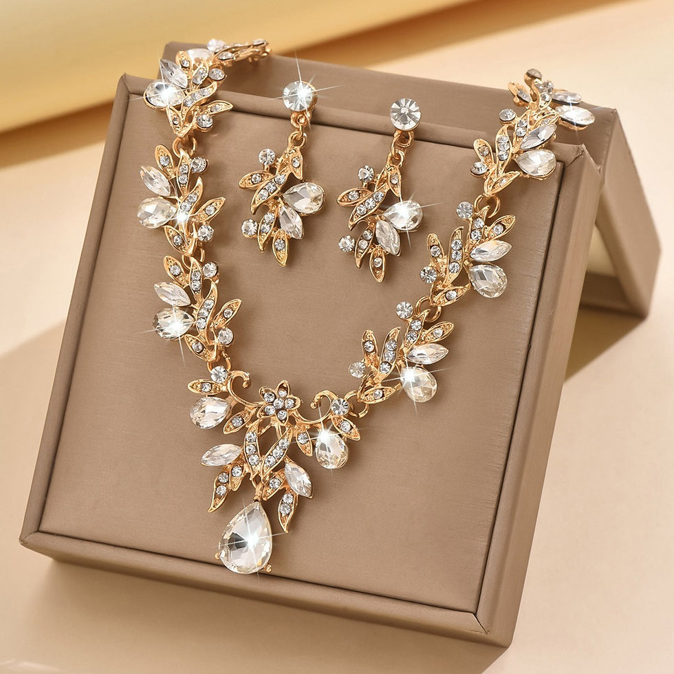 Thumbnail: 3pcs New Fashion Necklace Sets for Women Waterdrop Collar Choker Necklace Earrin