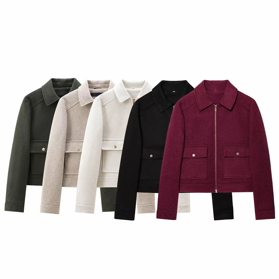 Thumbnail: Women's Zipper Jacket Coat New Winter Long Sleeve Pocket Outerwear Coat Short St