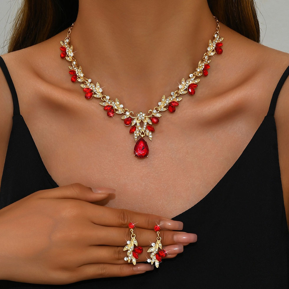 Thumbnail: 3pcs New Fashion Necklace Sets for Women Waterdrop Collar Choker Necklace Earrin