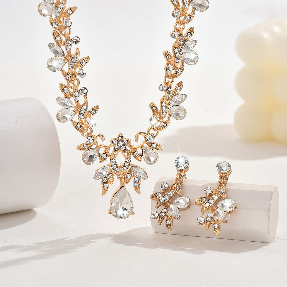 Thumbnail: 3pcs New Fashion Necklace Sets for Women Waterdrop Collar Choker Necklace Earrin