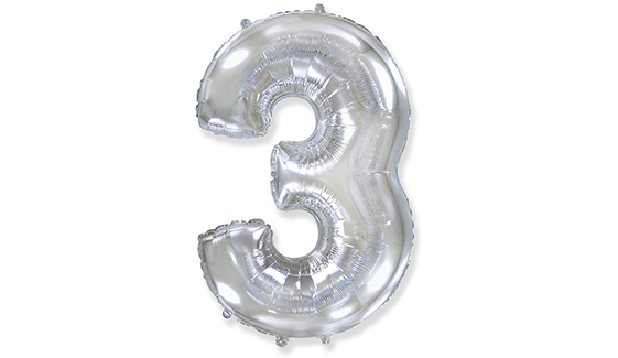 Küçük resim: 16" (36cm) Silver Rakam Folyo Balon