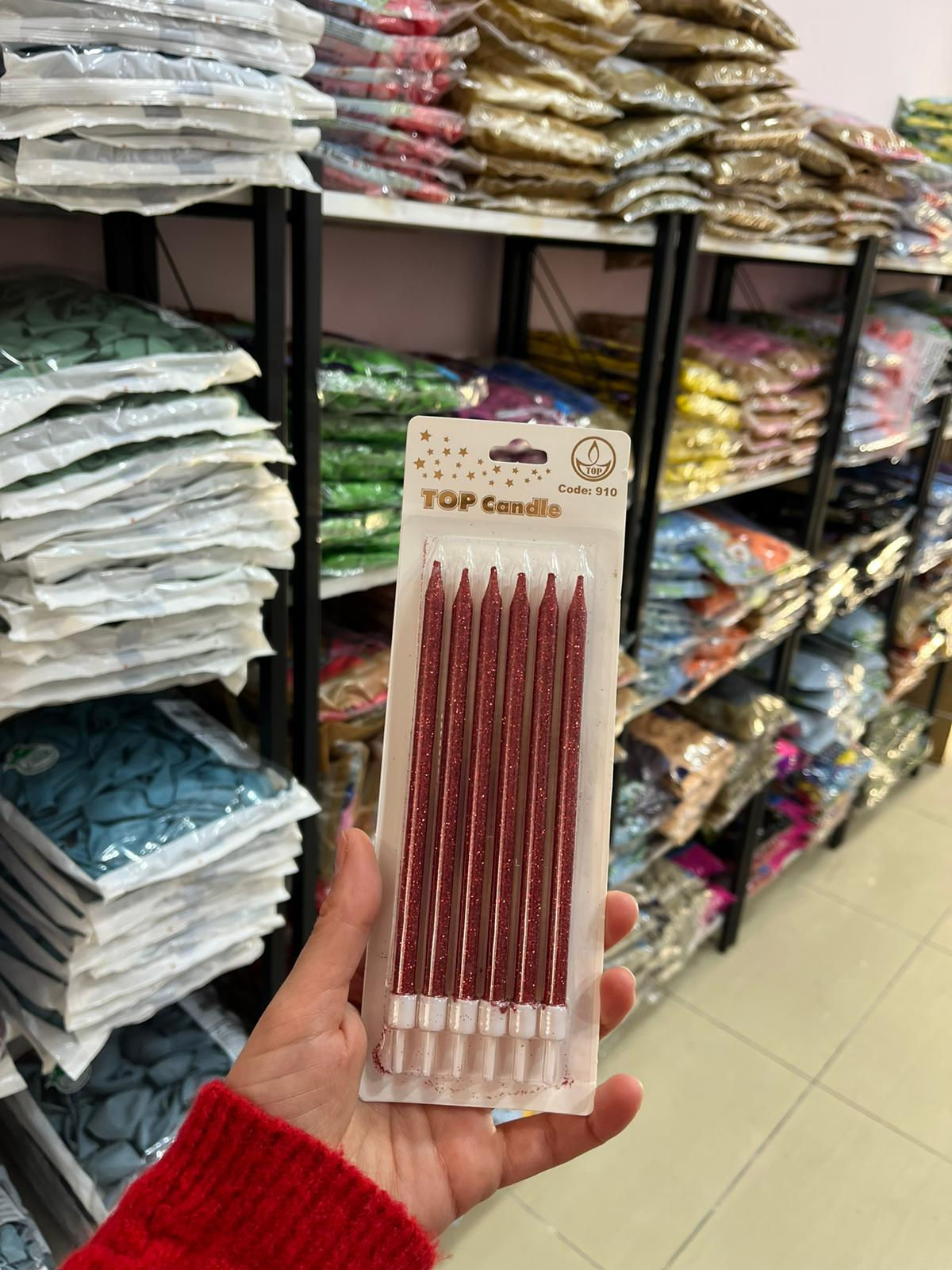 Top Candle Kırmızı Simli Doğum Günü Mumu