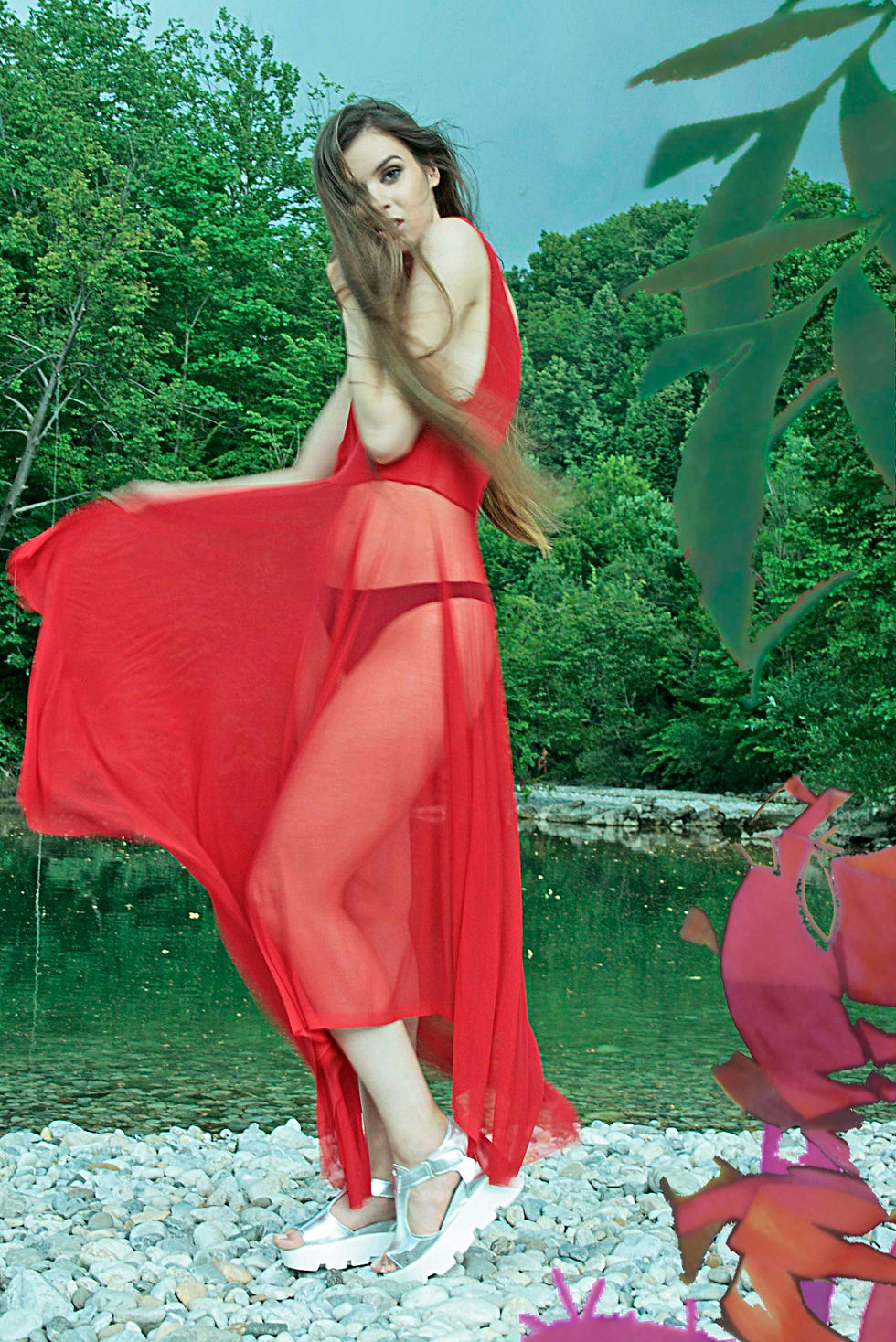 Thumbnail: Long red net dress