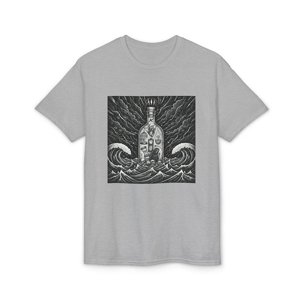 Thumbnail: Vintage Ship-in-a-Bottle Tee — Nautical Ocean Waves Graphic T-Shirt