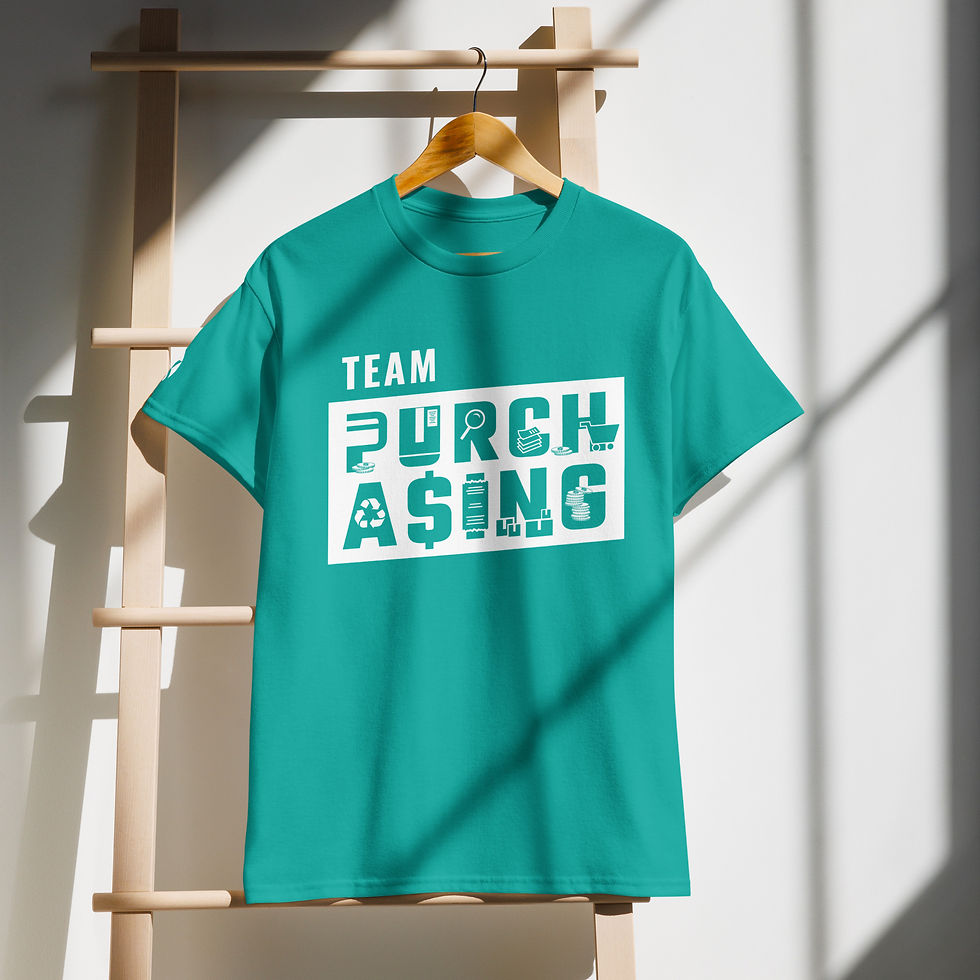 Thumbnail: Teal 'Team Purchasing' t-shirt