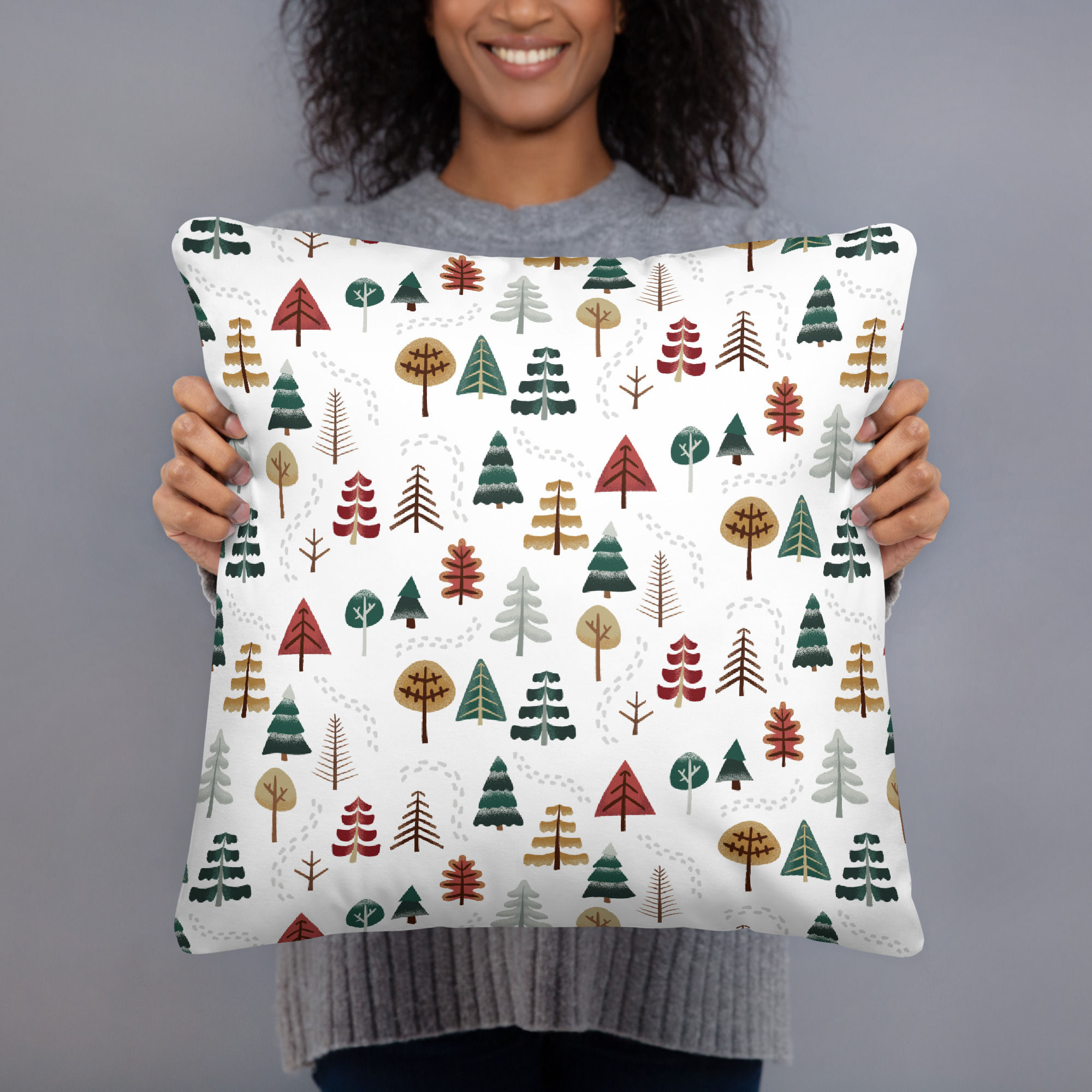 Holiday Trees Throw Pillow