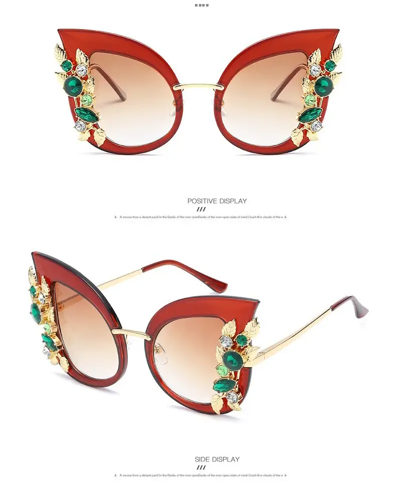 Thumbnail: Oversized Cat Eye Shaped Rhinestone Sunglasses