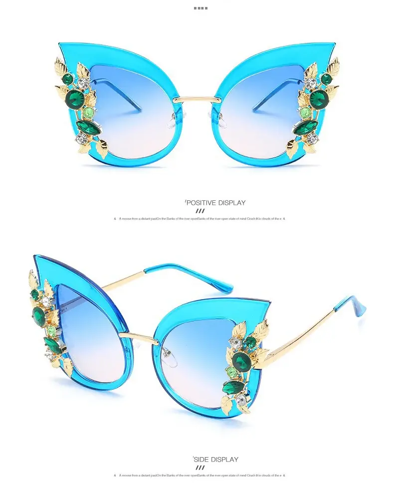 Thumbnail: Oversized Cat Eye Shaped Rhinestone Sunglasses