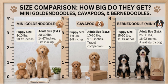 How Big Do Mini Goldendoodles, Cavapoos, and Bernedoodles Get?