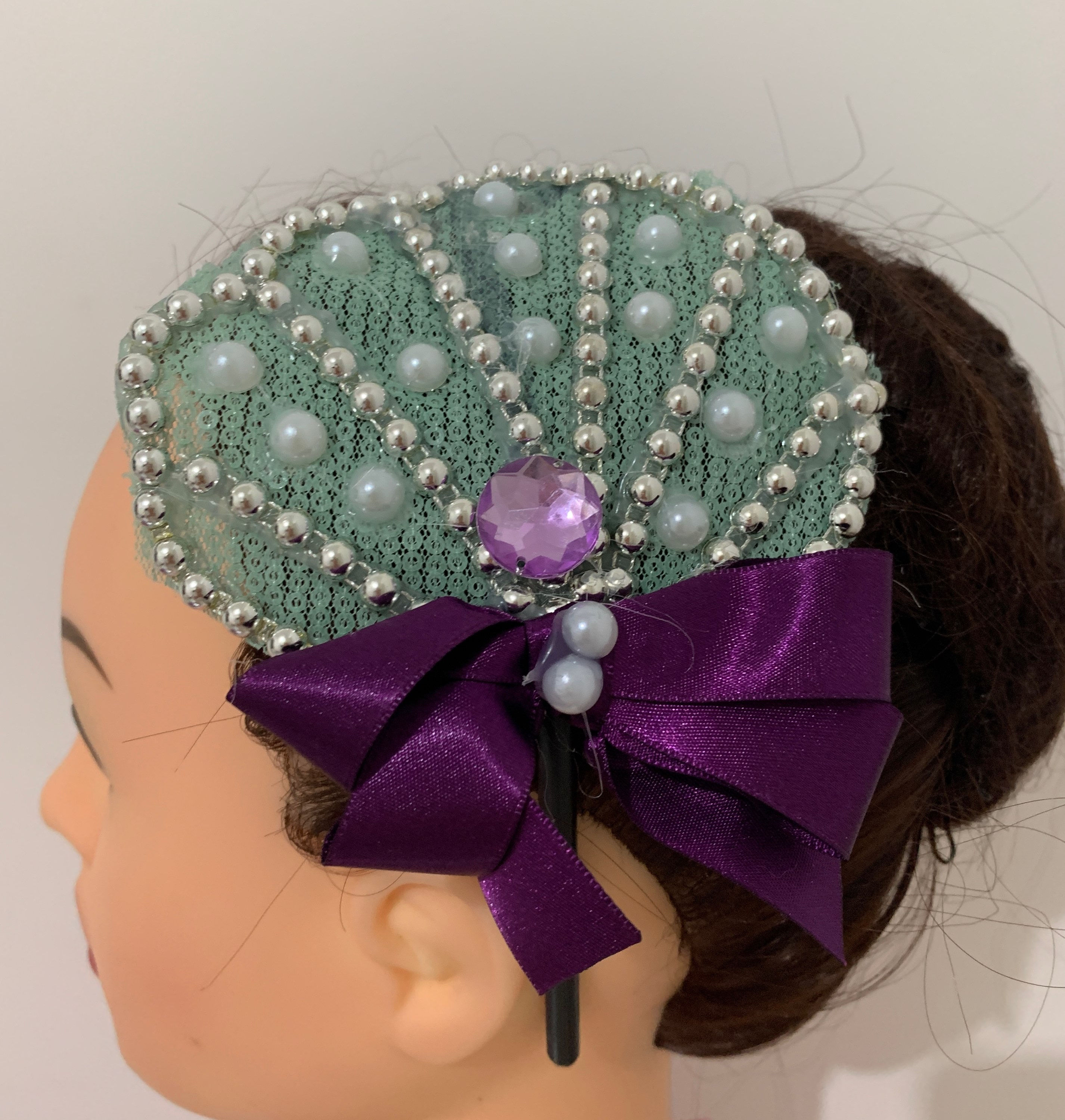 Tiara Concha verde e roxo